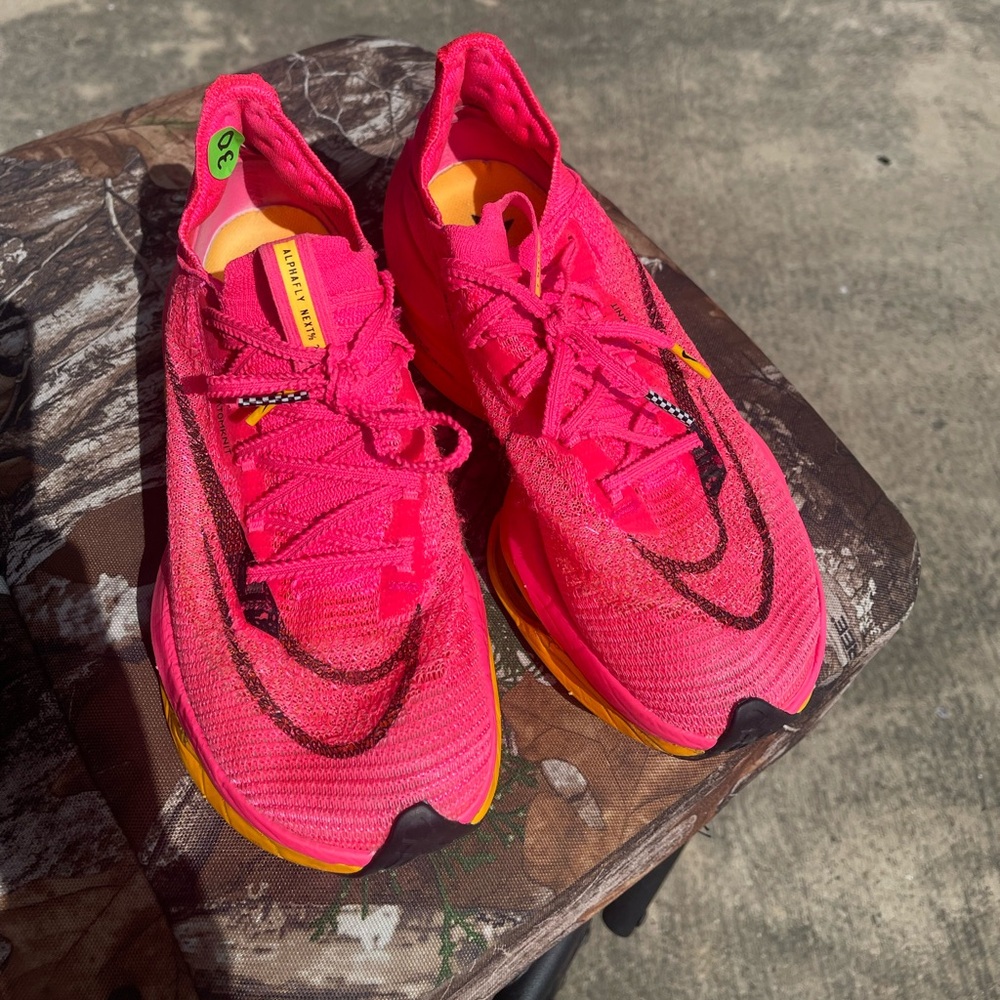 Nike Pink and Yellow Women's Alphafly Athletic Shoes